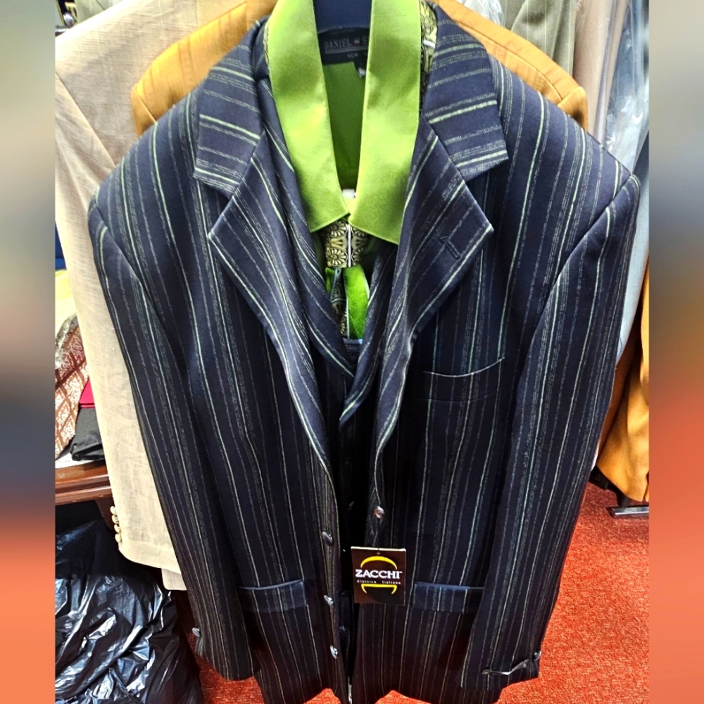 Black 3 piece suit with matching shirt and tie